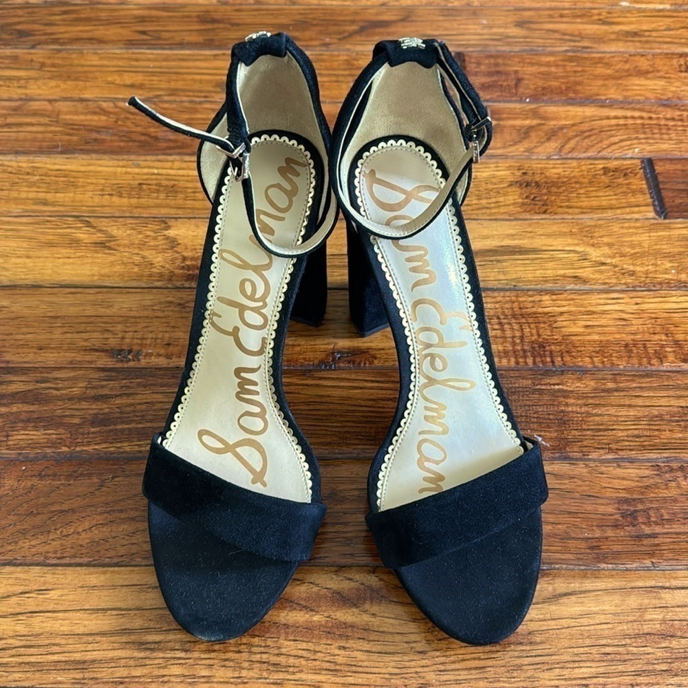 SAM EDELMAN - Black Suede Yaro Block Heel Sandal, size 9
